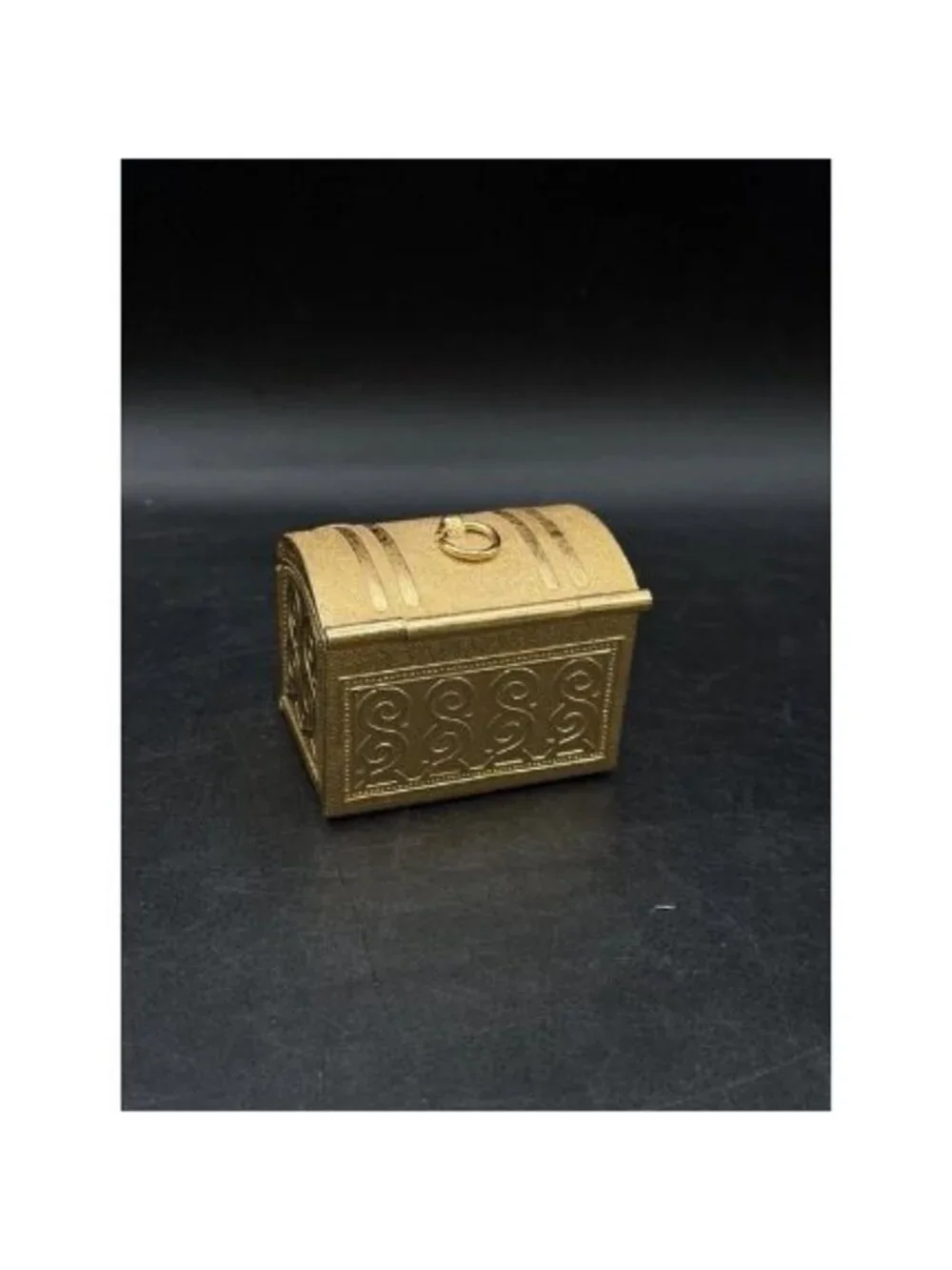 Soviet Miniature Chest Trinket Box Casket USSR Aluminum Gold Tone Color